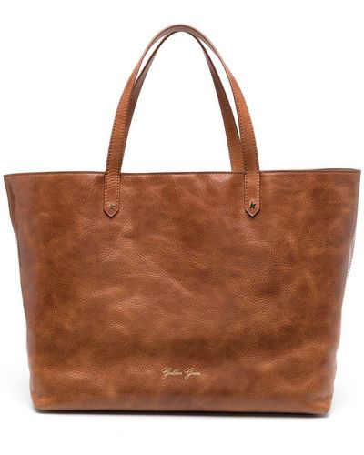 Golden Goose Logo-stamp Leather Tote - Brown