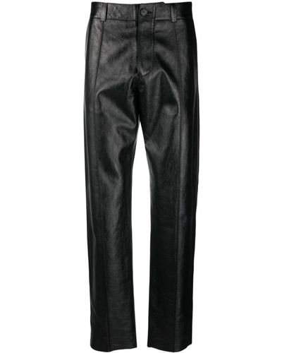 Versace Straight-leg Leather Pants - Black