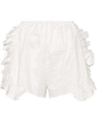 Ioana Ciolacu Peony Ruffle-trim Cotton Shorts - White