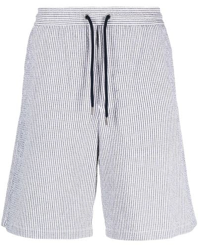 Giorgio Armani Stretch-cotton Striped Shorts - Blue