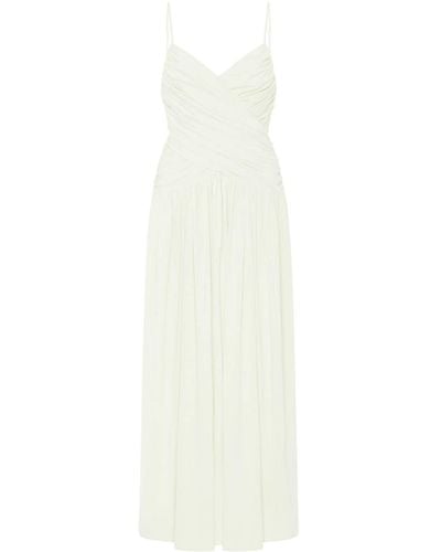Rosetta Getty Ruched Slip Midi Dress - White