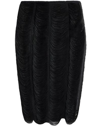 Tom Ford Minijupe drapée à franges - Noir