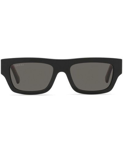 Gucci Gafas de sol con montura rectangular y logo - Negro
