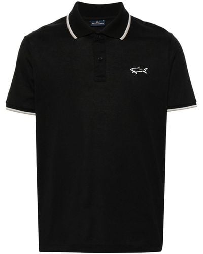 Paul & Shark Piqué Poloshirt Met Logoprint - Zwart