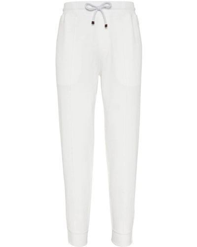 Brunello Cucinelli Pantaloni sportivi con zip - Bianco