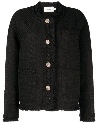 B+ AB Fringe-detailing Tweed Jacket - Black