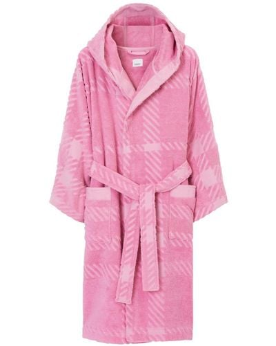 Burberry Check-pattern Cotton Robe - Pink