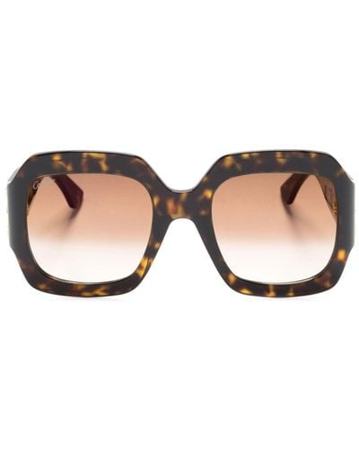 Cartier Tortoiseshell Geometric-frame Sunglasses - Natural