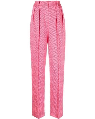 The Mannei Diagonal-print Straight Trousers - Pink