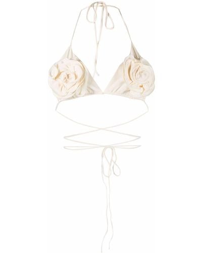 Magda Butrym Top de bikini con aplique floral - Blanco