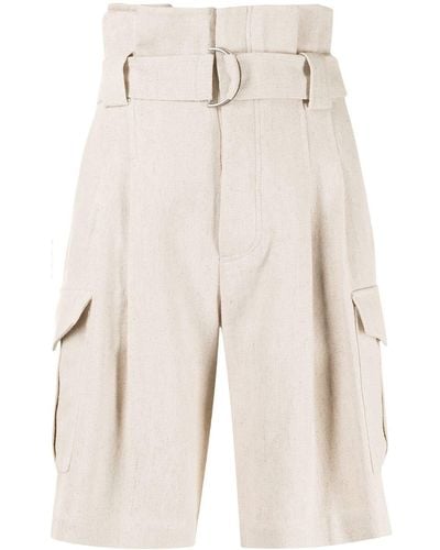 Goen.J Belted Paperbag-waist Bermuda Shorts - Natural