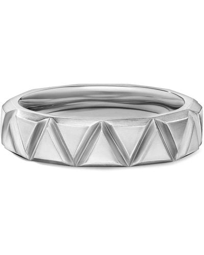 David Yurman Sterling Silver Faceted Band Ring - White