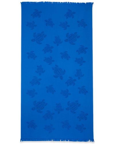 Vilebrequin Santah Turtle-jacquard Beach Towel - Blue