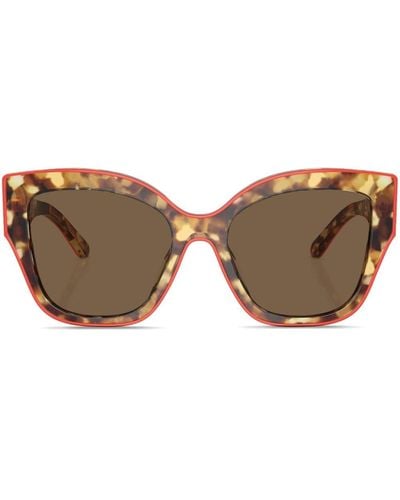 Tory Burch Logo-plaque Cat-eye Frame Sunglasses - Brown