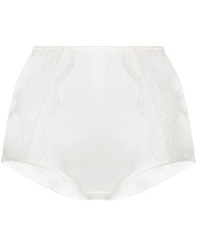 Dolce & Gabbana High-waisted Lace-detail Satin Briefs - White