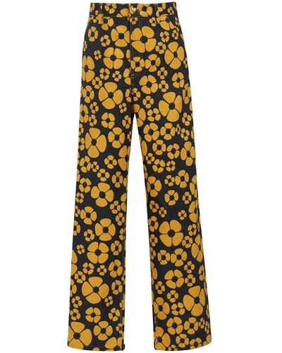 Marni X Carhartt Floral-print Wide-leg Pants - Yellow
