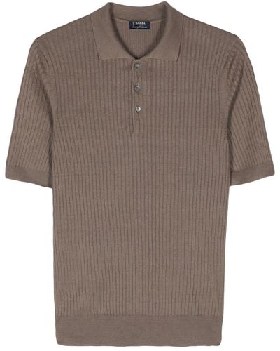 Barba Napoli Ribbed-knit Polo Shirt - Brown