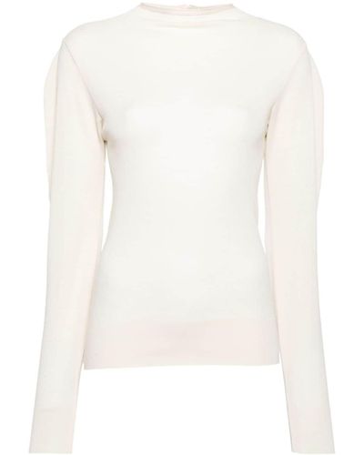 Lemaire Leichter Pullover mit Stehkragen - Weiß