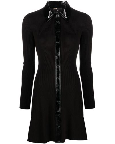 Maje Long-sleeve Ribbed Minidress - Black