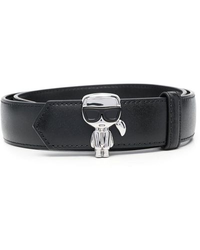 Karl Lagerfeld K/ikonik Leather Medium Belt - Black