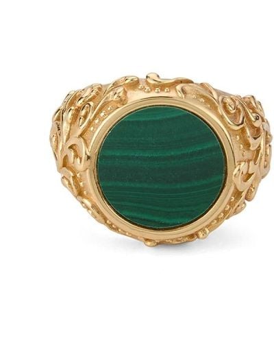 Emanuele Bicocchi Arabesque Engraved Sovereign Ring - Green
