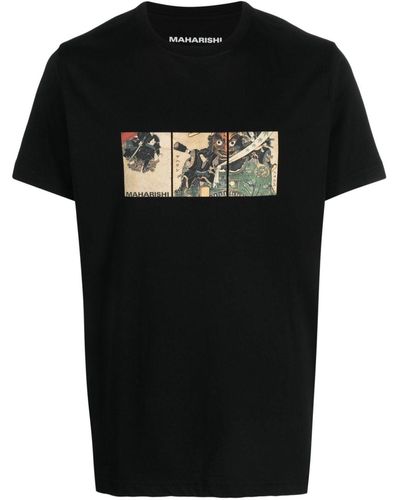 Maharishi Kuroko Graphic-print Cotton T-shirt - Black