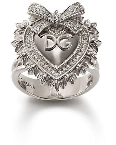 Dolce & Gabbana Bague Devotion en or blanc 18ct ornée de diamant - Métallisé