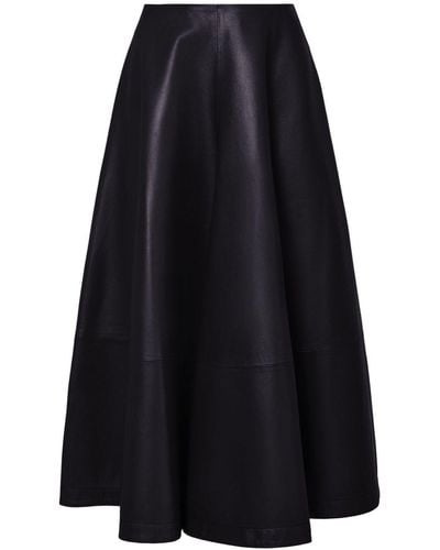 Altuzarra Varda A-line Leather Midi Skirt - Blue