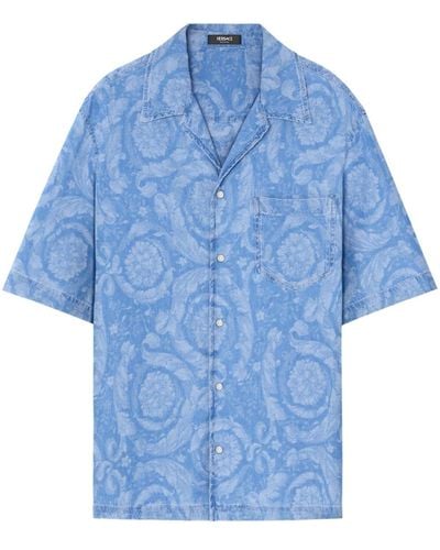 Versace Hemd mit Blumenmuster - Blau