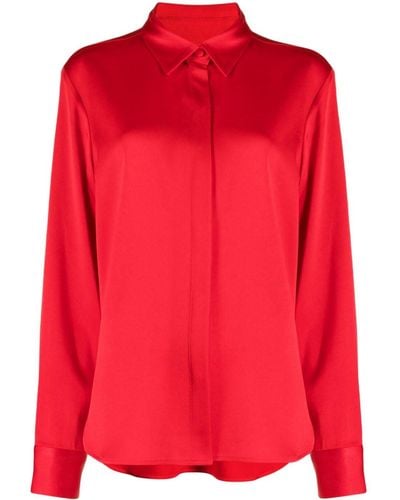 Alex Perry Satin-finish Button-down Shirt - Red