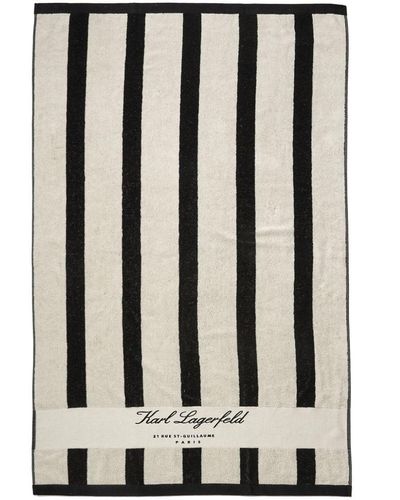 Karl Lagerfeld Hotel Karl Striped Beach Towel - Black