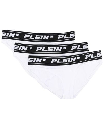 Philipp Plein Drie Slips Met Logo Taille - Wit