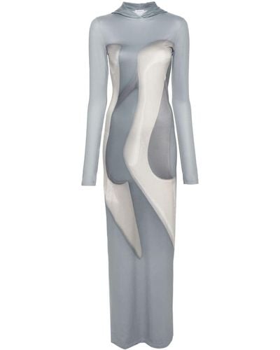 Acne Studios Stiletto-print Hooded Maxi Dress - Gray