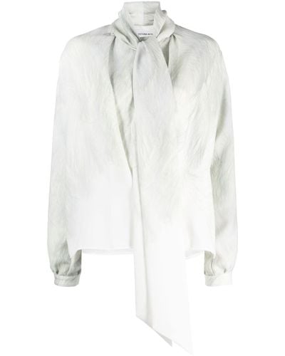 Victoria Beckham Feather-print Blouse - White