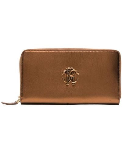 Roberto Cavalli Monogram-plaque Leather Wallet - Brown