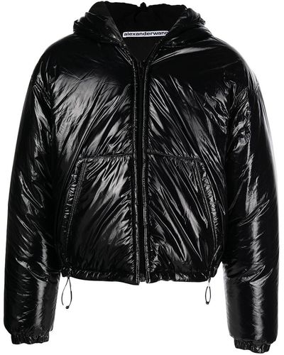 Alexander Wang High-shine Cropped Hooded Jacket - Black