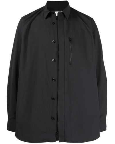 Sacai Long-sleeved Zip-up Shirt - Black