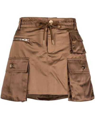 Cynthia Rowley Satin Cargo Miniskirt - Brown