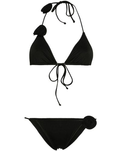 LaRevêche Bikini con aplique floral - Negro