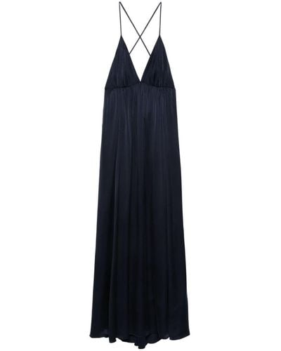Zimmermann Gathered Silk Maxi Dress - Blue