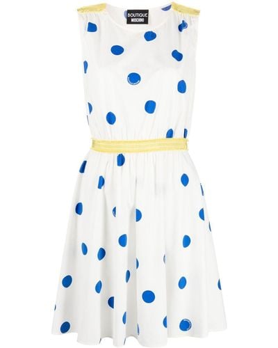 Boutique Moschino Polka Dot-print Sleeveless Mini Dress - Blue