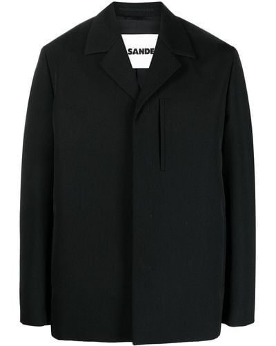 Jil Sander Long-sleeved Cotton-wool Jacket - Black