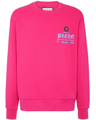 Philipp Plein Logo-appliqué Drop-shoulder Sweatshirt - Pink