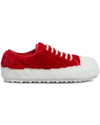 Marni Two-tone Faux-fur Trainers - Red