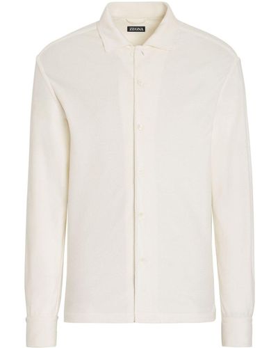 ZEGNA Long-sleeve Cotton-silk Shirt - White
