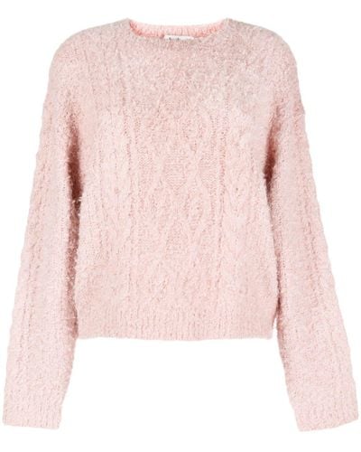 B+ AB Cable-knit Brushed Jumper - Pink