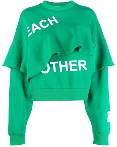 Each x Other Ruffled Logo-print Sweatshirt - Green