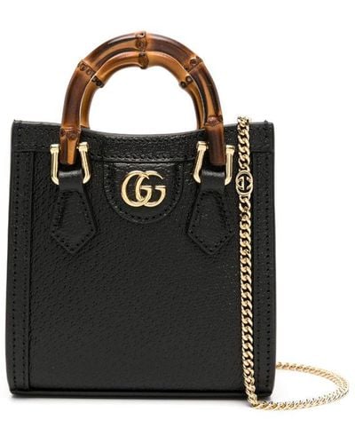 Gucci Mini sac seau Diana en cuir - Noir
