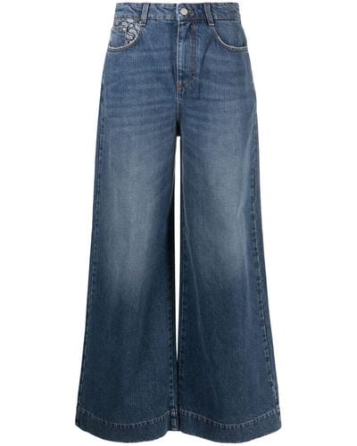 Stella McCartney Jeans a gamba ampia con stampa - Blu