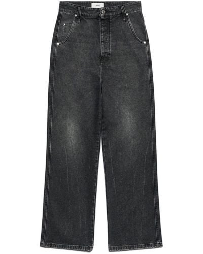 Ami Paris Low-rise Straight-leg Jeans - Gray